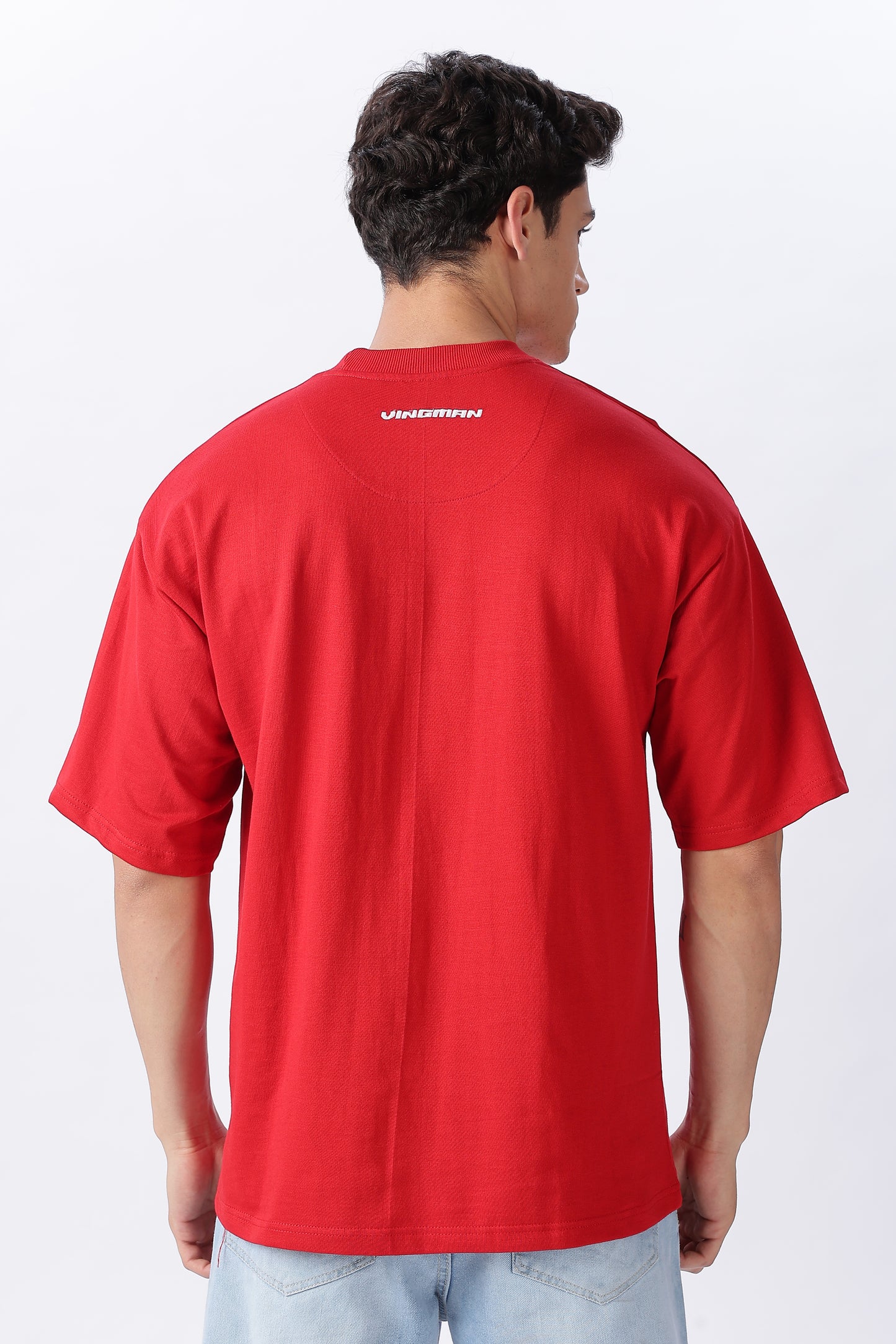 Vingman Solid Red Tee – Premium French Terry Cotton (240 GSM)