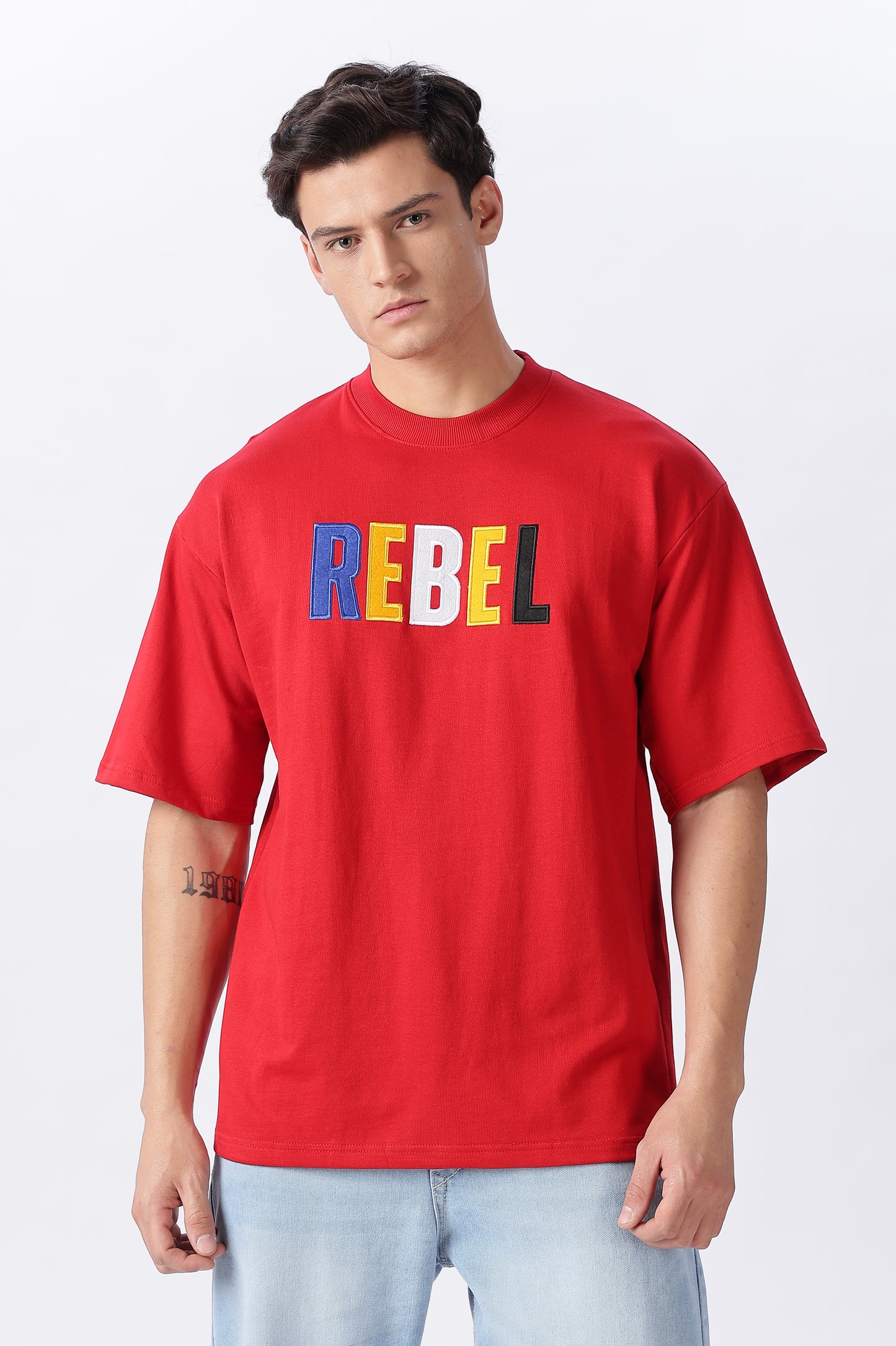 Vingman Solid Red Tee – Premium French Terry Cotton (240 GSM)