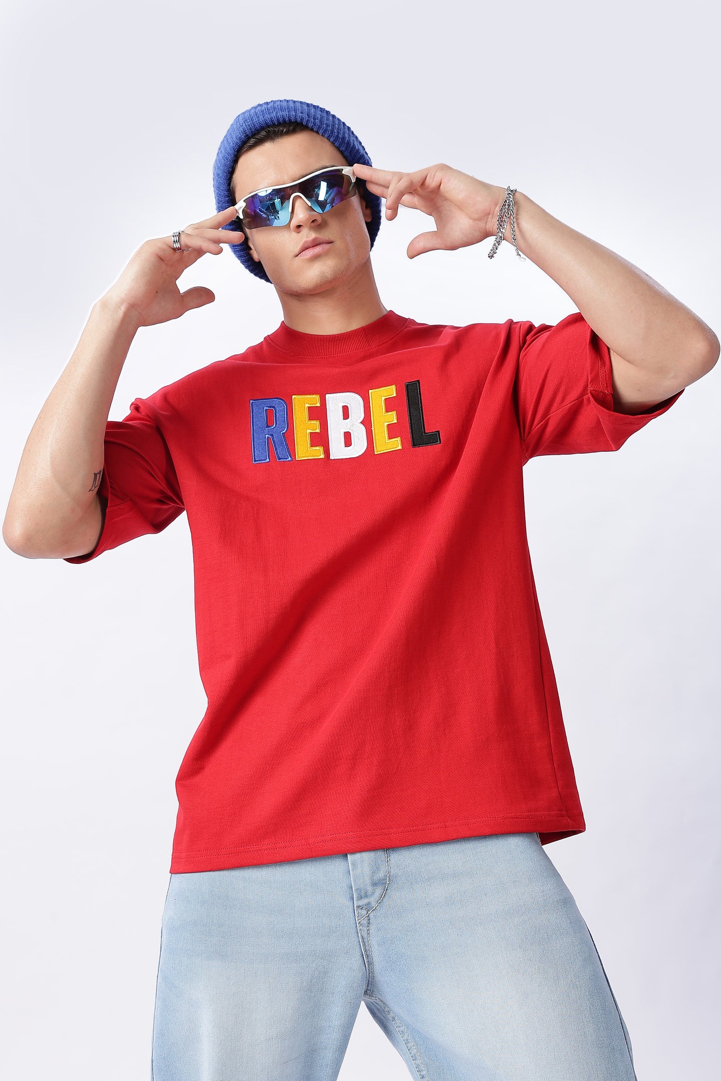 Vingman Solid Red Tee – Premium French Terry Cotton (240 GSM)
