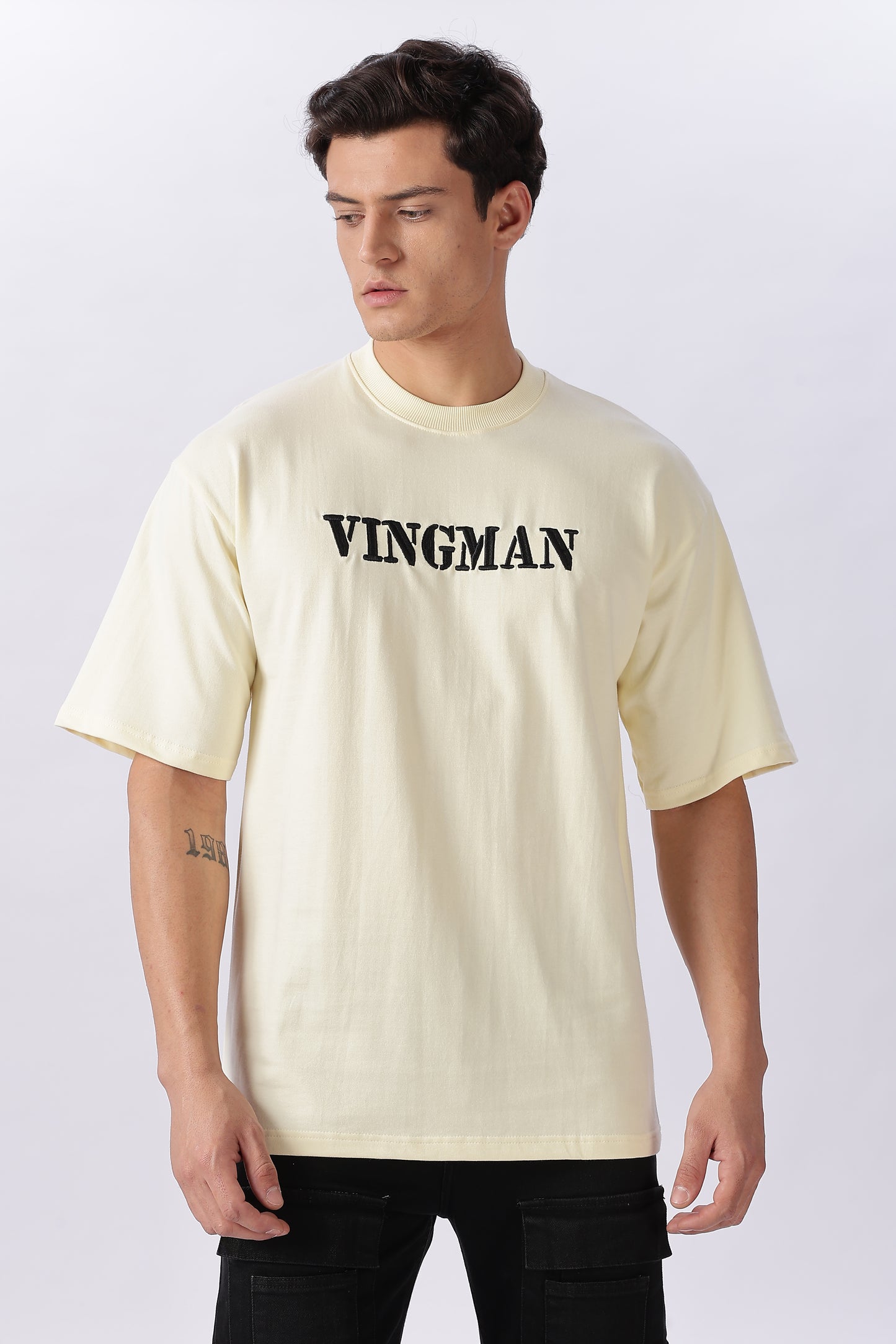 Vingman Beige Tee – Premium French Terry Cotton (240 GSM)
