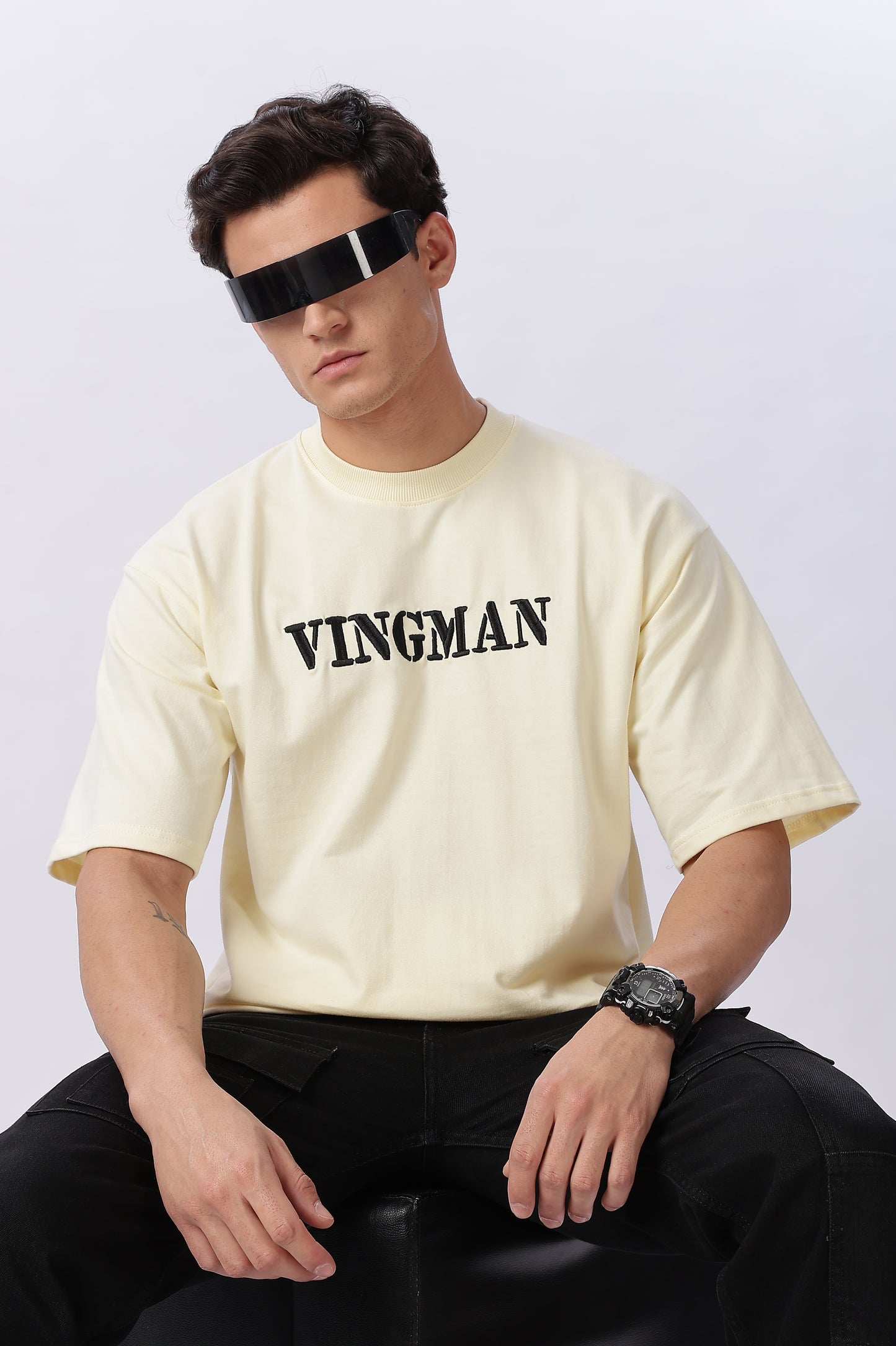 Vingman Beige Tee – Premium French Terry Cotton (240 GSM)