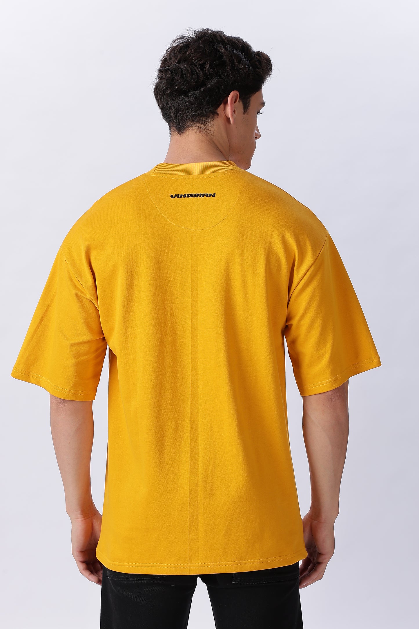 Vingman Solid Mustard Yellow Tee – Premium French Terry Cotton (240 GSM)