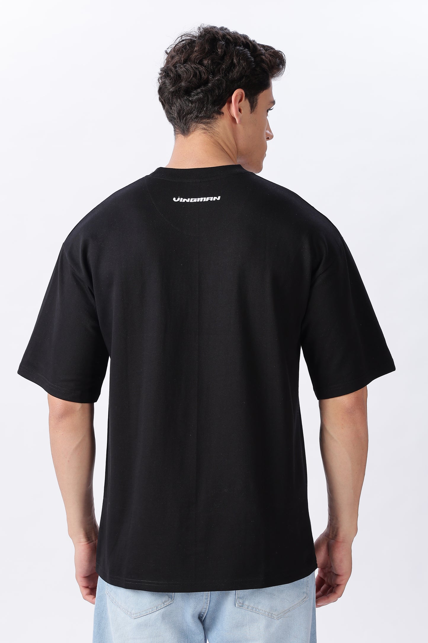 Vingman Solid Black Tee – Premium French Terry Cotton (240 GSM)