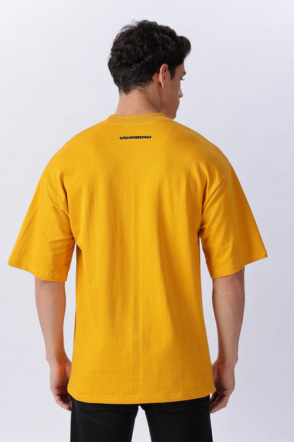 Vingman Solid Mustard Yellow Tee – Premium French Terry Cotton (240 GSM)