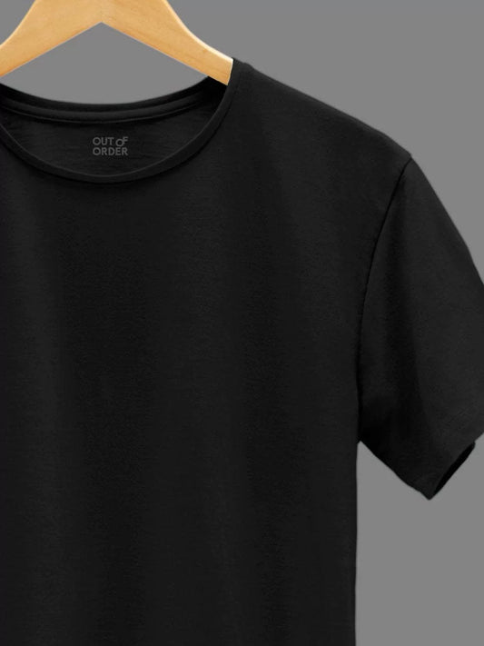 Vingman Solid Black Tee – Premium French Terry Cotton (240 GSM)