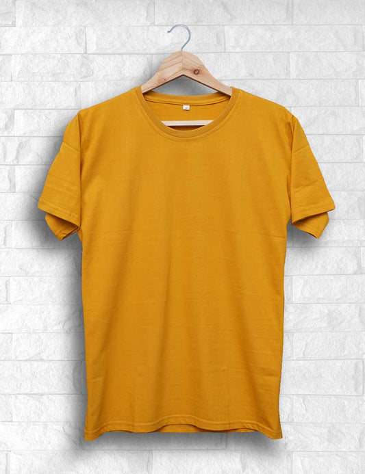 Vingman Solid Mustard Yellow Tee – Premium French Terry Cotton (240 GSM)